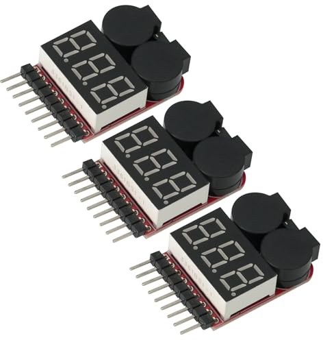 AYWHP 3PCS RC 1-8s Lipo Batterie Tester Monitor,2 in 1 Niederspannungs Alarmton Spannungsprüfer Alarm Warner,mit LED-Anzeige für Lipo Life LiMn Li-Ion Akku
