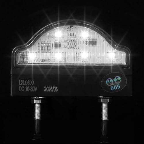 DARKGUARD 1 x Luz de Matrícula LED de Remolque 12V/24V Homologada E4 IP67 Impermeable Luces de Matrícula LED Blanca Piloto Trasero Remolque de Número Placa para Coche Camión Caravana Tractor