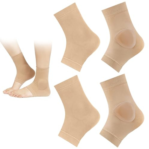 DRERIO 2 pares de calcetines de protección para el tobillo con almohadilla de gel, malleolar con mangas acolchadas, calcetines de skate para mujer/hombre, patinete, esquí, hockey, botas, vendaje para