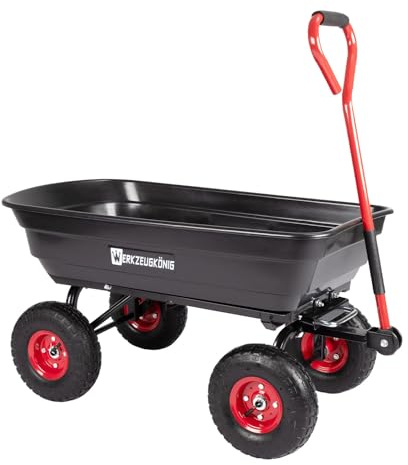 Werkzeugkönig Gartenwagen WK-GW01, Transportwagen, Metall, Schwarz, 102x53x49 cm, 300 kg Tragkraft