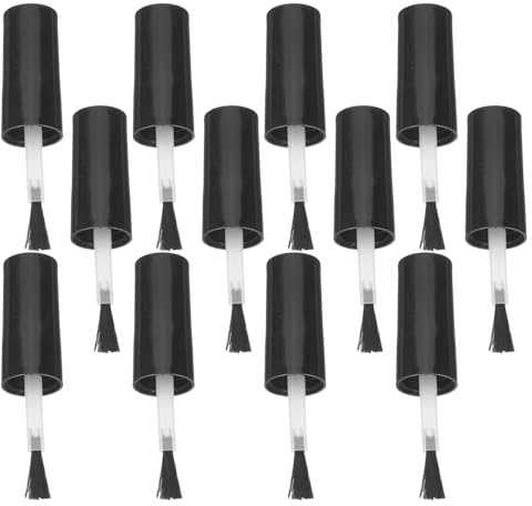 KICHOUSE Nail Polish Brush Replacement Caps with 10ml Gel Polish Brush Topper 20pcs Bright Black Lid, Nail Art Tool for Manicure and Professional Salon Use