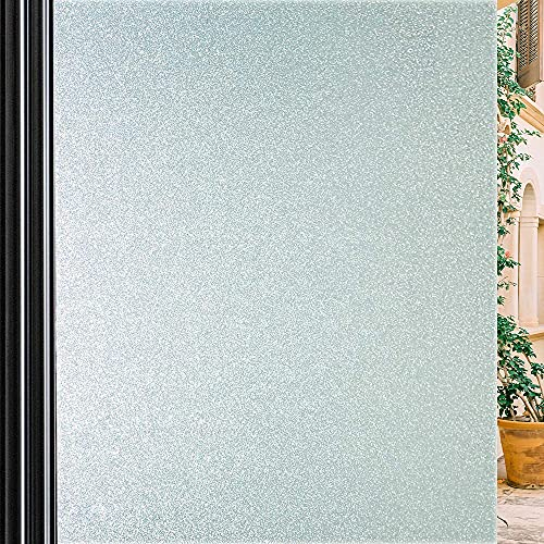 Qualsen Fensterfolie Blickdicht Sichtschutzfolie Fenster Milchglasfolie Fensterfolie Selbsthaftend Blickdicht Klebefolie Fenster Fensterfolie Sichtschutz Anti-UV Folie (90cm x 200cm)