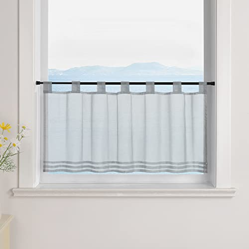 ESLIR Rideau brise-bise avec passants pour cuisine Transparent 45 x 90 cm