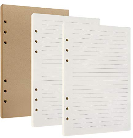 A5 Papier Blatt Weiße und Gelbe Leere Nachfüllseiten 6 Löcher Loose Nachfüllpapier Refill Paper Ersatzblätter für Filofax, Notizen, DIY, Journal, Skizze, Malerei, Büro Schule 80 Blätter (3 Packung)