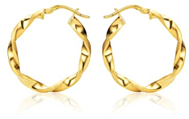 PRINS JEWELS 14 Karat Gold Kleine Creolen Gedreht Teilmattiert | Ohrringe Aus hochwertigem 585 Gelbgold gefertigt - PRI15M