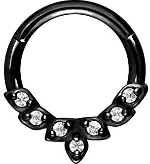 PIERCINGLINE Chirurgenstahl Segmentring Clicker | 7 EINGEFASSTE KRISTALLE | Piercing Ring Nase Septum Ohr Helix Tragus | Farbauswahl