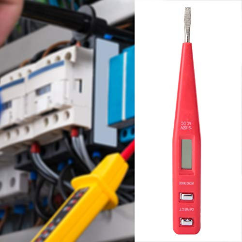 Detector de Voltaje Digital, Probador de Tensión Sin Contacto Multifuncional con Pantalla LCD, Herramienta 3 en 1 para Circuitos CA/CC, Electricista y Reparación Doméstica con Destornillador Integrado