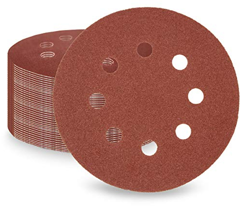 LESNIC 120 Grain Feuilles abrasives 50pcs, 125mm 5 pouces 8 trous Disques abrasifs pour ponceuse orbitale et tous les outils oscillants (120# x 50pcs)