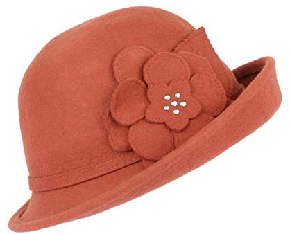 Léon Montane Damenhut Filz, Orange, Rost Mode und Klasse aus Wolle, Quyns – Damen Gr. Einheitsgröße, Orange