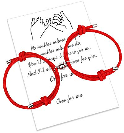 Braccialetti magnetici di coppia che si attraggono reciprocamente, braccialetti abbinati in corda intrecciata a mano, regalo da fidanzati, 2 pezzi, Metallo