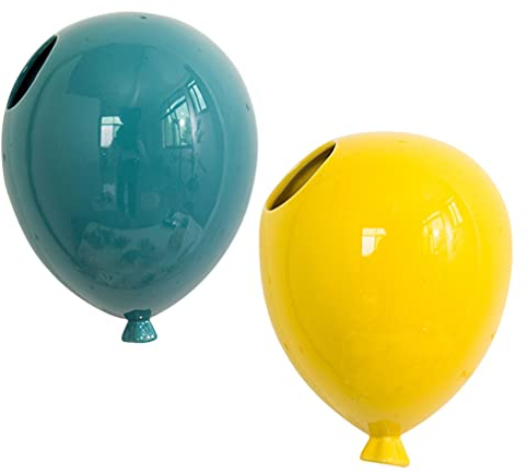 BESPORTBLE 2stücke Keramik Wanddekoration Für Zuhause Ballon Design Blumenhalter Chic Schmuck Hängen Dekor Hintergrundanhänger Gelb Blau