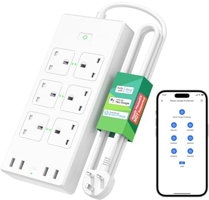 Meross Smart Power Strip with USB, 6 AC Outlets and 4 USB Ports, Alexa extension lead Compatible with Alexa, Google, SmartThings, 2.4GHz WiFi (Packaging may vary)