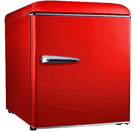 MaxxHome Mini-Schlafzimmerkühlschrank, 48 l, 230 V, Tischkühlschrank mit einer Tür, geeignet für zu Hause, im Büro und für andere Hausanwendungen – (Farbe rot)