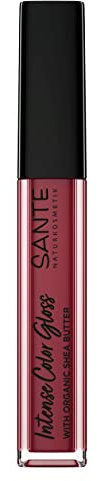 Sante Naturkosmetik Natürlicher Lipgloss mit glänzendem Finish, Mit Sheabutter für gepflegte Lippen, Intense Color Gloss, Nr. 03 Stubborn Plum, 1 x 5, 3 ml