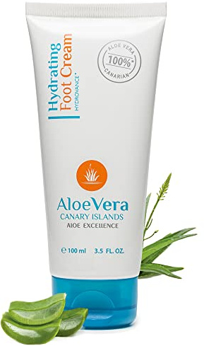 ALOE EXCELLENCE – Fußpflegecreme | Feuchtigkeit und Geschmeidigkeit für Ihre Haut | Mit Aloe Vera und Weintraubenöl, Natürliche Inhaltsstoffe | Hergestellt auf den Kanaren | 100 ml