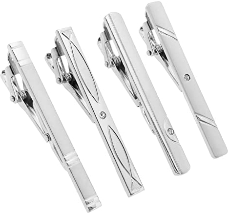 eMagTech Krawattenklammern-Set für Herren, Metall, Krawattenklammer, Verschluss, Krawattenklammer, Set, Kleidungszubehör für Männer, Jungen, Hochzeit, Party, 6 x 1,8 cm, silber