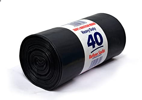 Homewise 40 bolsas de basura resistentes de 100 L bolsas de basura paquete de 40 bolsas de basura negras para basura grandes bolsas de basura ecológicas para oficinas en casa y jardín extrafuertes,