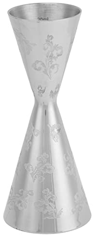 Laihua Verre à Cocktail Jigger, Jigger décoratif avec des Rayures de Feuilles pour Le Bar 30ml 60ml