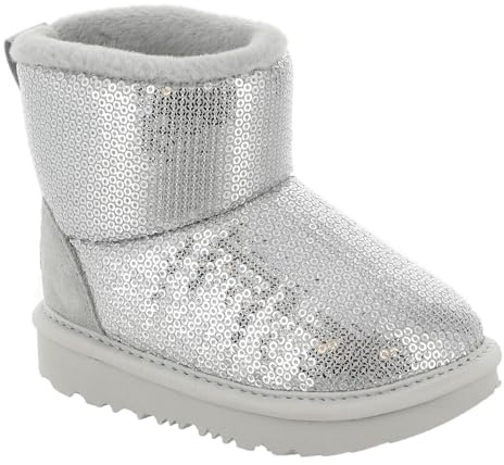 UGG KIDS' CLASSIC MINI MIRROR BALL, CLASSIC BOOT Unisex - Bambini e ragazzi, Argento, 36 EU
