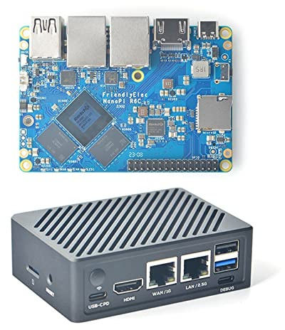 FriendlyElec NanoPi R6C Mini Router mit Metallgehäuse- OpenWRT- 4/8GB RAM- RK3588S Einplatinencomputer- 2.5G+1Gbps Ethernet-HDMI 2.1, für VPN NAS IOT Smart Home Gateway (8GB RAM, 32GB eMMC)