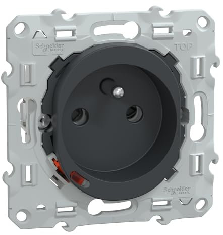 Schneider Electric - Wiser Ovalis - Prise 2P+T conectée - 16A - zigbee - Anhtracite - S340559