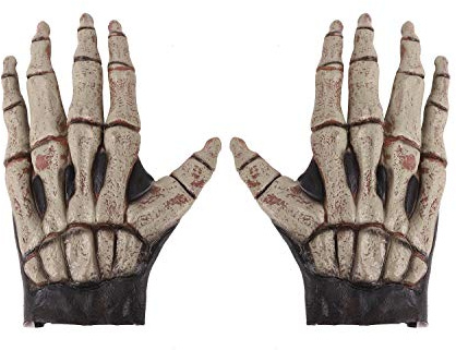 YJZQ Halloween Gants de Zombi - Mains de Monstre Drôles, Gants d'Horreur Démon Avec Os 3D Phalange, Latex Pattes de diable Déguisement Loup-garou Pour Adultes