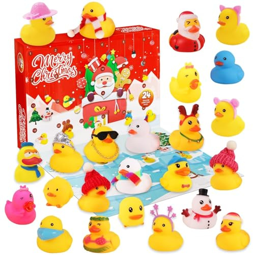 Adventskalender Enten 2025,Kleine Gelbe Ente Set | Adventskalender 2025, Kinder Kleine Gelbe Ente, AdventskaLender Quitsche EnTen, Weihnachten Geschenkset für KInder