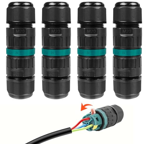 Fousenuk Lot de 4 Connecteur Etanche 3 Fils, Connecteurs de Fils Étanches, Boite de Jonction Electrique, Raccord Electrique Etanche IP68, Connexion de Câble Extérieur de Manchon pour Câble Souterrain