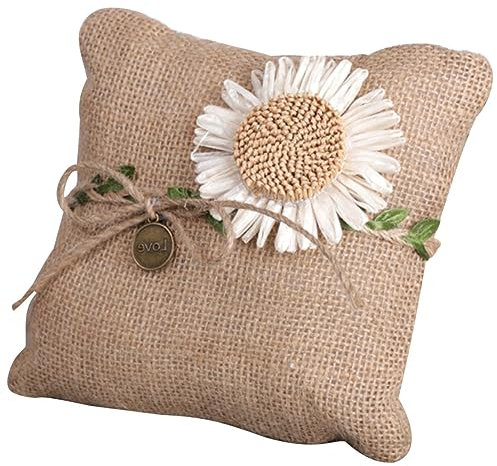 Gadpiparty 2 Stücke Sackleinen Kissen Für Hochzeit Party Rustikalen Braut Ringe Daisy Design