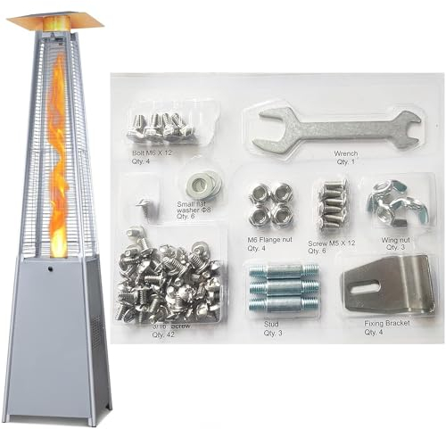 Piezas de repuesto para calentador al aire libre, pirámide de propano, piezas de calentador de patio, juego de accesorios de repuesto para calentador de patio de tubo de vidrio cuadrado, poste y