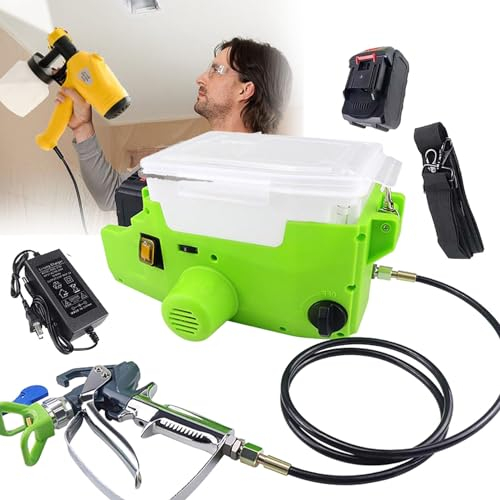 URJWAN 500W Airless Paint Sprayer, 15MPa Electric Sprayer Kit for Walls & Ceilings, 2 Batteries