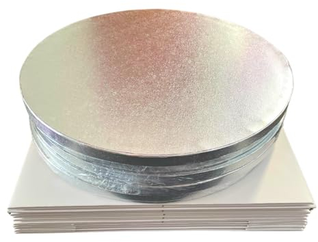 Decoracion Dulce - Confezione da 5 scatole e basi per torte - 5 basi in argento 30 x 1,2 cm e 5 scatole per torte da 30,4 x 30,4 x 15,2 cm