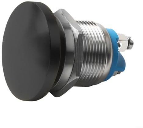 YUANGANG 22-mm-Druckknopfschalter aus Metall, 1 Schließer, selbstrückstellende Pilzkopfschraubenfüße, 22-mm-Druckknopfschalter aus Metall, 3~220 V (schwarz)