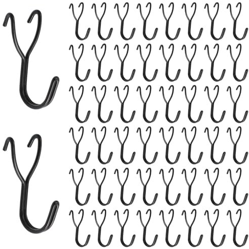 MOROBOR Lot de 50 crochets en acier inoxydable noir pour panneau perforé, 25 mm, antirouille, facile à installer, minimaliste, cuisine, salle de bain, salon, rangement