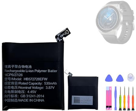 HIGHAKKU Replacement Battery HB572728EFW Compatible with Hua-wei Watch GT3 Pro 46 mm Smartwatch with Tools