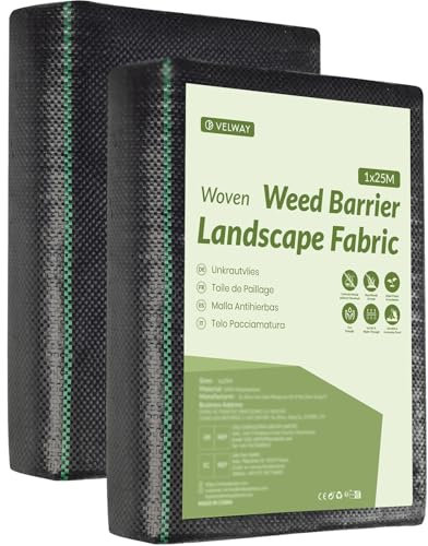Velway Unkrautvlies Garten Extra Stark 1x25M - Unkrautvlies Wasserdurchlässig, Reißfestes Bodengewebe Unkrautflies für Garten, Hochbeet, Einfahrt usw., Anti Unkrautvlies Pflanzfolie - 2er Pack 1x12,5M