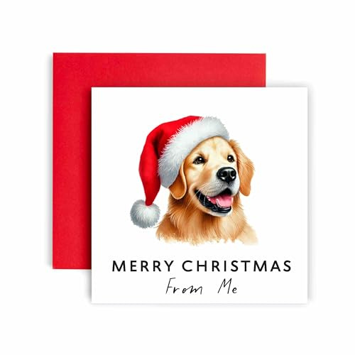 Huxters Weihnachtskarte vom Hund - Golden Retriever - Frohe Weihnachten an Hund Mama und Hund Papa - Weihnachtskarte vom Hund an Freunde Familie Erstes Weihnachten (Golden Retriever)