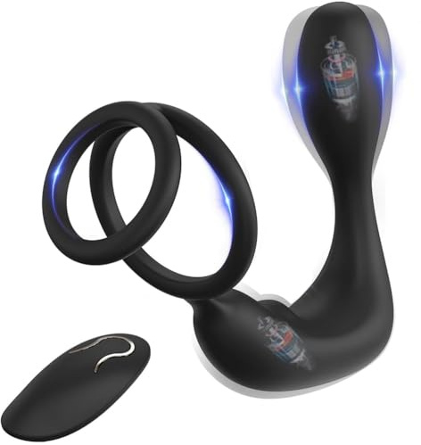 YYGHF Vibrador Anal Masajeador De Próstata, Juguetes Sexuales Anales con Anillo para El Pene, Tapones Anales Vibratorios para Hombres, 12 Modos De Vibración para Hombres, Mujeres Y Parejas