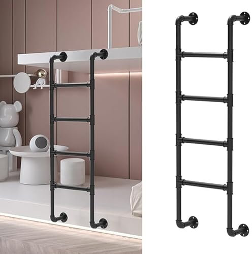HJDSUDU Ausstiegsleiter für Kellerfensterschacht, an der Wand montierte schmiedeeiserne Dachboden-Etagenbettleiter, für Hochbett-Außendeck-Wohnmobil-Apartments,180cm/70.9in