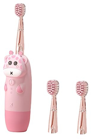 TOKIDNY Cepillo De Dientes Eléctrico Sónico Para Niños Pequeño 4 Piezas Temporizador Inteligente Diseño Antideslizante Rosa Para Cuidado Dental Infantil En Casa y Viaje
