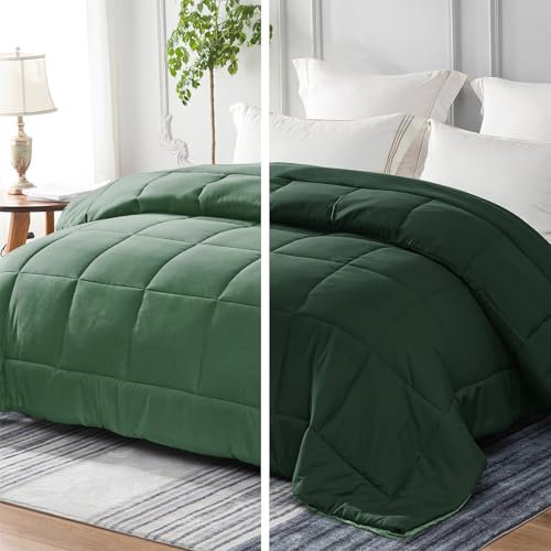 Whale Flotilla Bettdecke 135x200 cm, 300GSM Mikrofaser, Atmungsaktive Weiche Ganzjahresdecke Steppdecke für 4 Jahreszeiten, Dunkelgrün,Graugrün