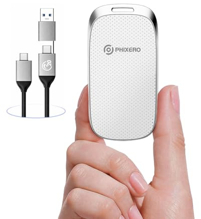 PHIXERO SSD portatile esterno P20, 2 TB, fino a 2050 Mb/s, unità a stato solido esterne con cavo USB C 2 in 1 con indicatore LED, disco rigido portatile USB 3.2 Gen 2 per iPhone 15/16 Pro, Mac, PC e