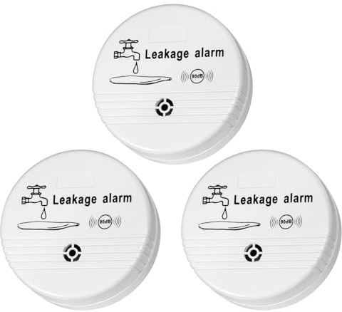 Fuers Lot de 3 détecteurs d'eau avec batterie 90 dB - Détecteur de niveau d'eau - Détecteur de niveau d'eau - Pour cave, salle de bain, buanderie et cuisine