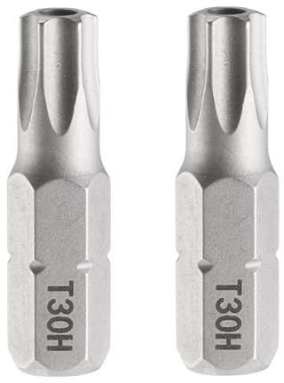 QUARKZMAN Punte Cacciavite Torx T30H 1/4 Esagonale 25mm/1 L 2Pz | Stelle Magnetiche a 6 Punti, Acciaio S2, con Foro per Cacciavite
