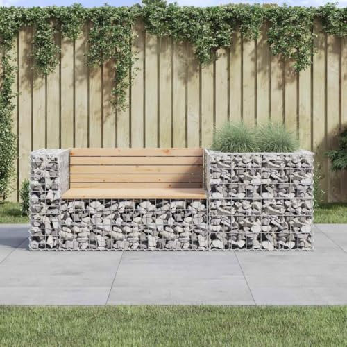 Lauuoeriau Banc de jardin avec panier gabion en pin massif
