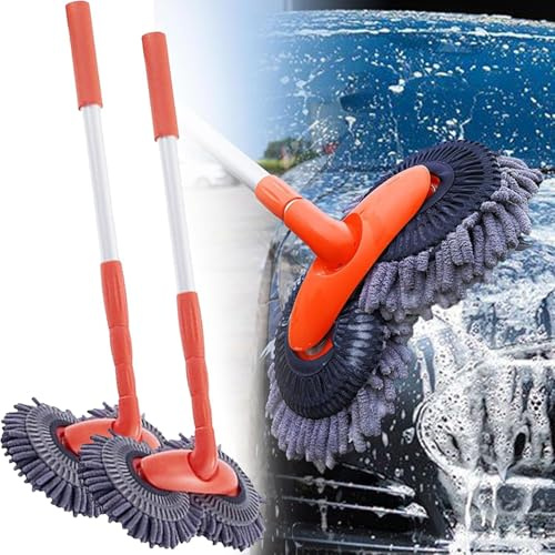Car Commerce Waschbürste Autowaschbürste Bürste,Langgriff Autowaschbürste,Windschutzscheibenreiniger, Karawane -Zubehör für das Waschen und Reinigen des Autos (2PCS)