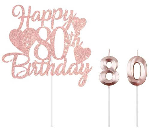 UDNFHL 1 Numero 8 Candela, 1 Numero 0 Candela E 1 Pezzo Inserto di Cartoline di Buon Compleanno, Forniture per Feste di Compleanno, Decorazioni per Torte, Accessori per Torte.