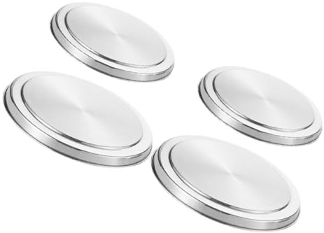 Hemobllo Couvercles de Brûleurs Ronds en Acier Inoxydable 4 Pièces pour Cuisinière Électrique et Gaz, Protection la Cuisine Argentée, Design Moderne et Gain D'espace