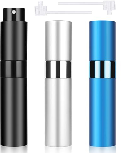ACWOO Perfume Atomiser Bottles, 3Pcs 10ml Refillable Travel Spray Bottles, Portable Mini Refillable Empty Perfume Bottle, Empty Spray Bottle for Travel, Vacation