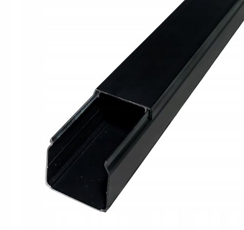Canalina per cavi in PVC, 40 x 40 mm, lunghezza totale 2 metri, canale per installazione elettrica con coperchio, nero